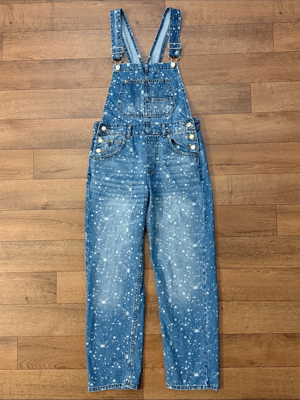We The Free Size Extra Small Ziggy Denim Overall Beach Splatter Coastal Cowgirl